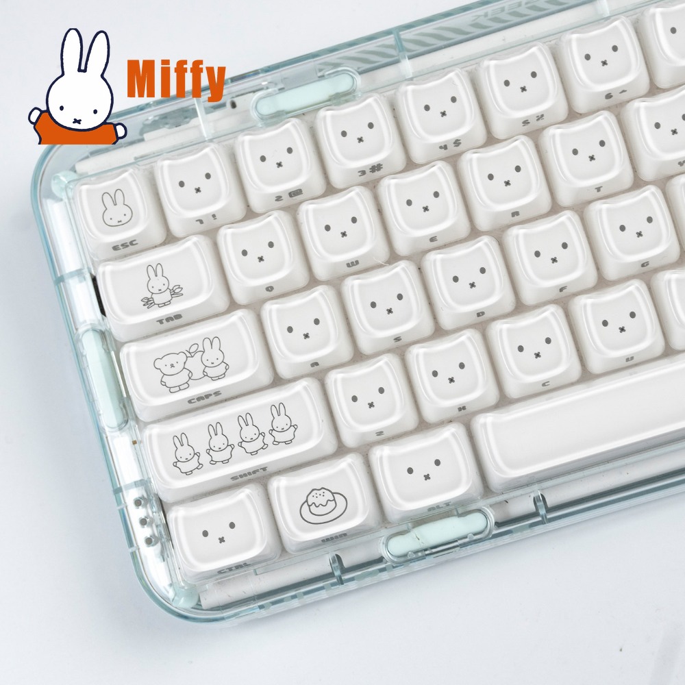 Gaming Keyboard Nearby - かわいいミッフィーキーキャップかわいいウサギのキーキャップメカニカルキーボードに適したクロス軸MAOプロファイルゲームオフィスPCゲーマーギフト