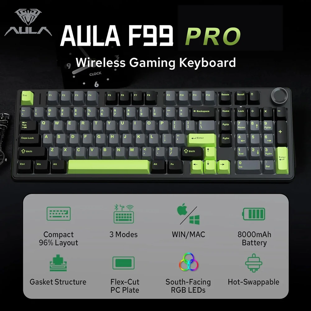 Gaming Keyboard Thocky - AULA F99PRO ゲーミングメカニカルキーボード 99 キー 3