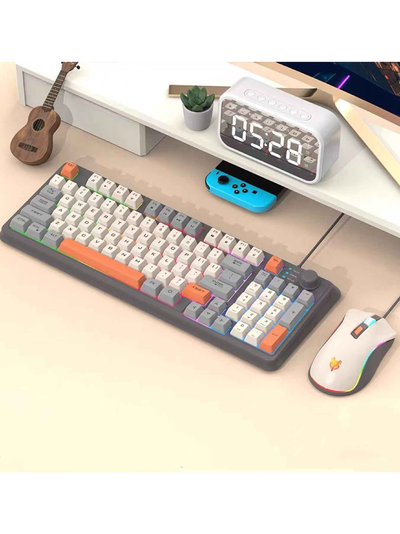 Gaming Keyboard And Mouse Set - K820 USB 有線ゲーミングキーボードマウスセットラップトップホームオフィス発光キーボード