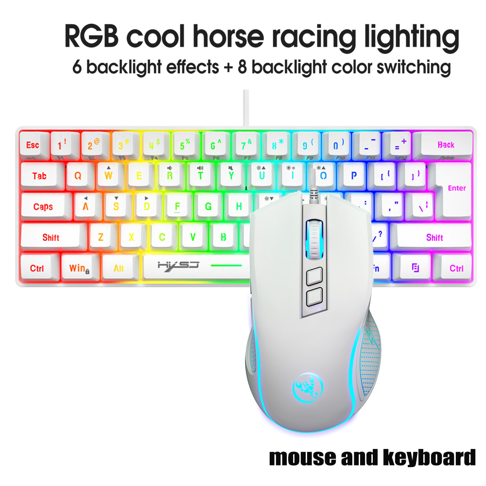 Gaming Keyboard And Mouse Set - キーボードとマウスのセット、ゲーマー向けキーボードコンボ、60%PCキーボード（白）、ゲーミングキーボードとマウスのセット、お得なキーボードとマウスのセット