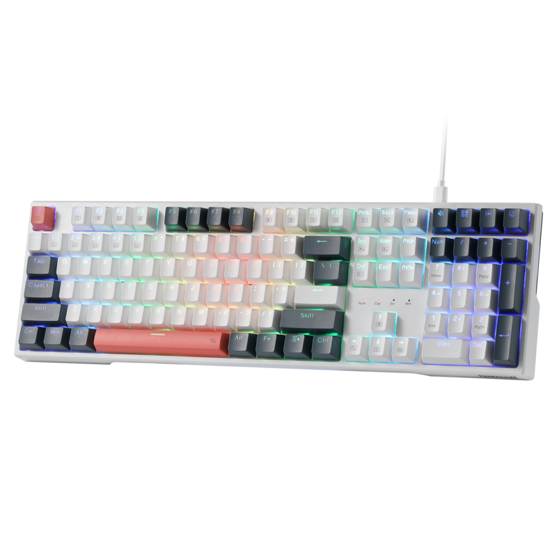 Gaming Keyboard Thocky - Redragon K668 RGB ゲーミングキーボード、108 キー有線メカニカルキーボード、追加の 4