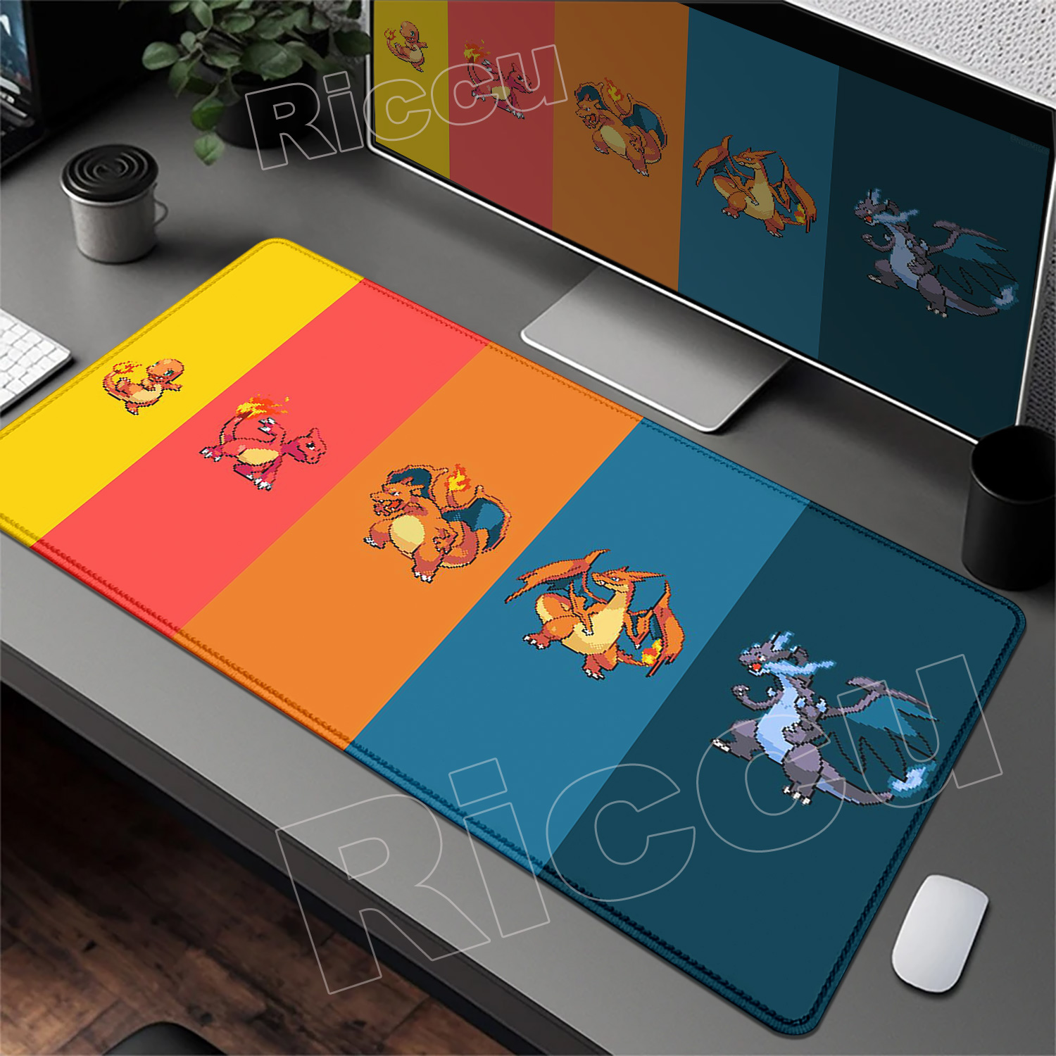 Gaming Keyboard Top - HD プリント P-pokemon-C-Charizard マウスパッド マウスマット デスクマット