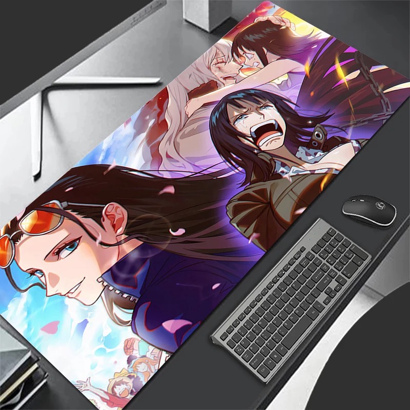 Gaming Keyboard En Mouse - 日本セクシーアニメガールマウスパッドPCパープルゲーマーキャビネットマウスパッドかわいいワンピースキーボードラグXLラップトップニコ・ロビンデスクマット