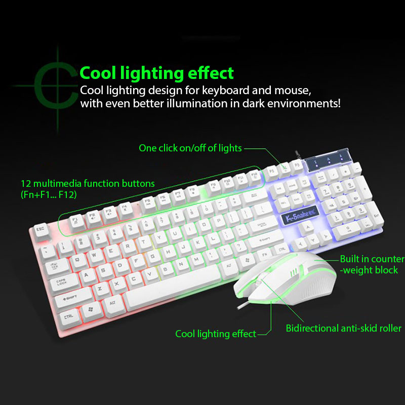 KM320 キーボードとマウスセット防水発光ゲームバックライ - Gaming Keyboard And Mouse Set のレビューと価格