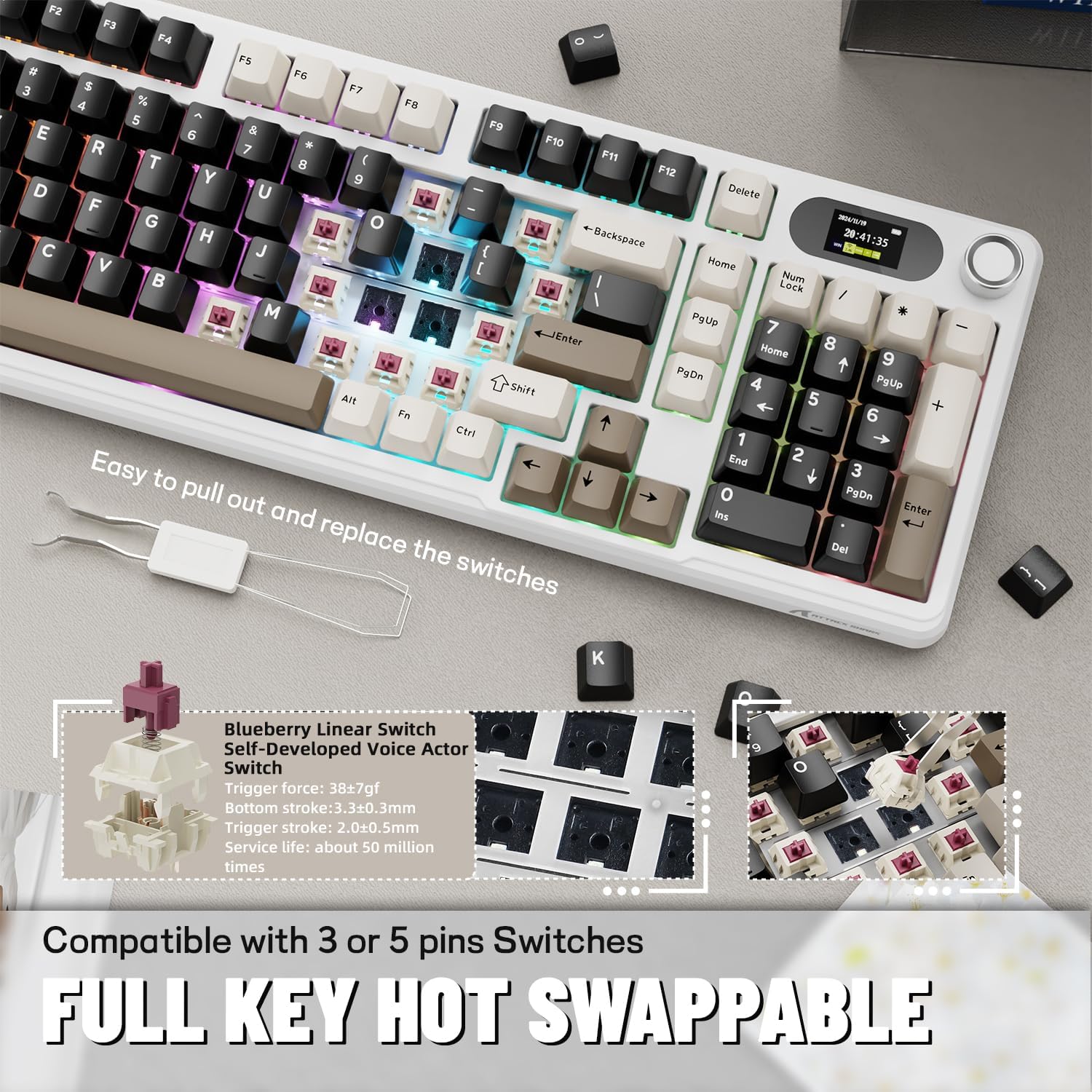 ATTACK SHARK X98Pro ワイヤレス メカニカ - Gaming Keyboard Thocky のレビューと価格