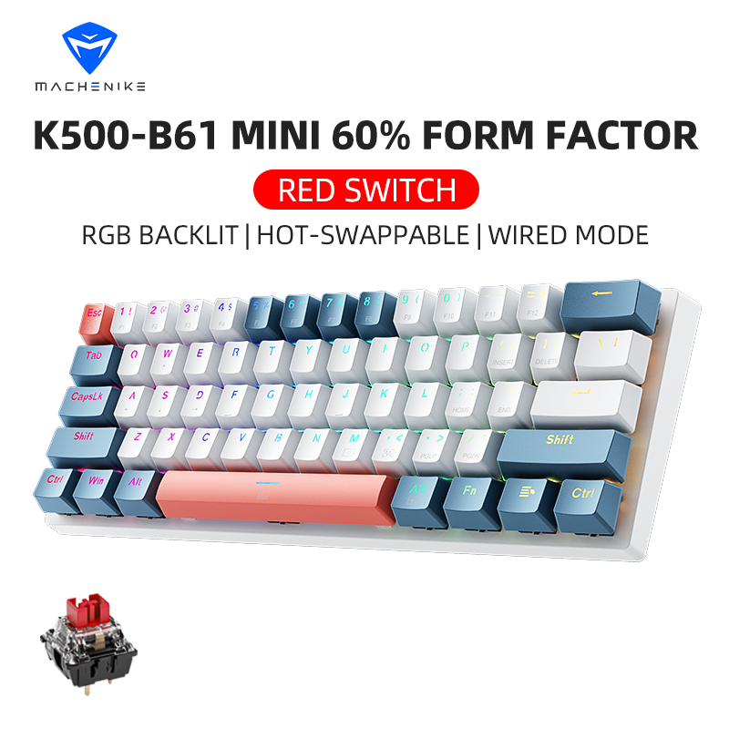 K500-B61 Machenike ミニメカニカルキーボー - Keyboard Gaming Blue Switch のレビューと価格