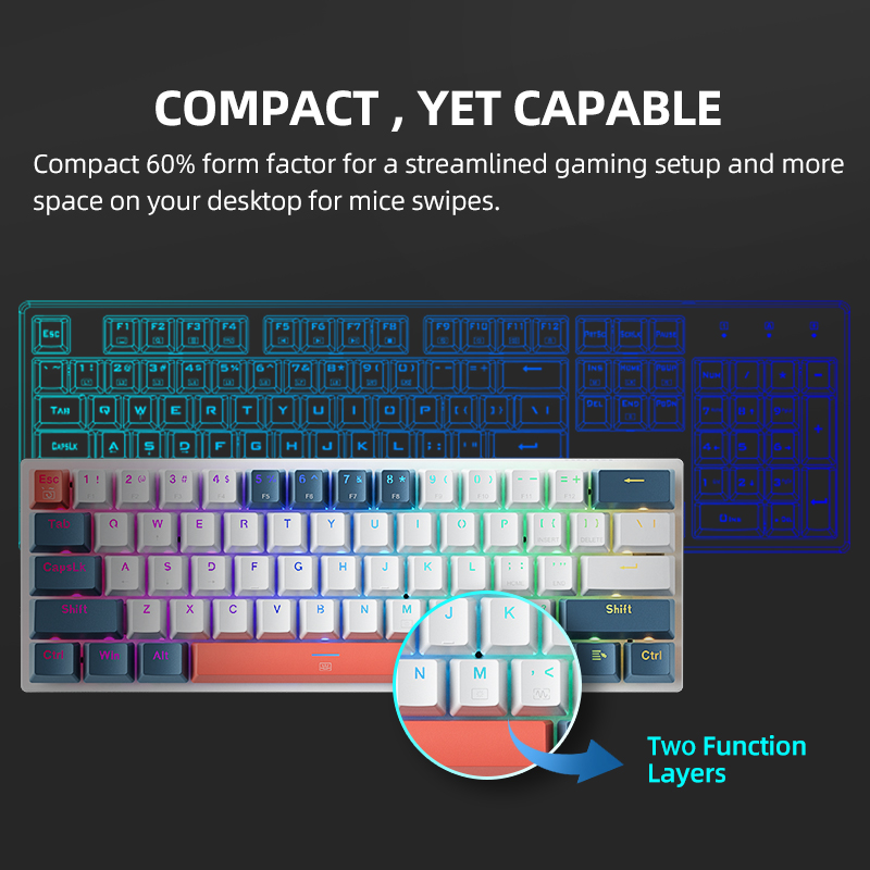 K500-B61 Machenike ミニメカニカルキーボー - Keyboard Gaming Blue Switch のレビューと価格