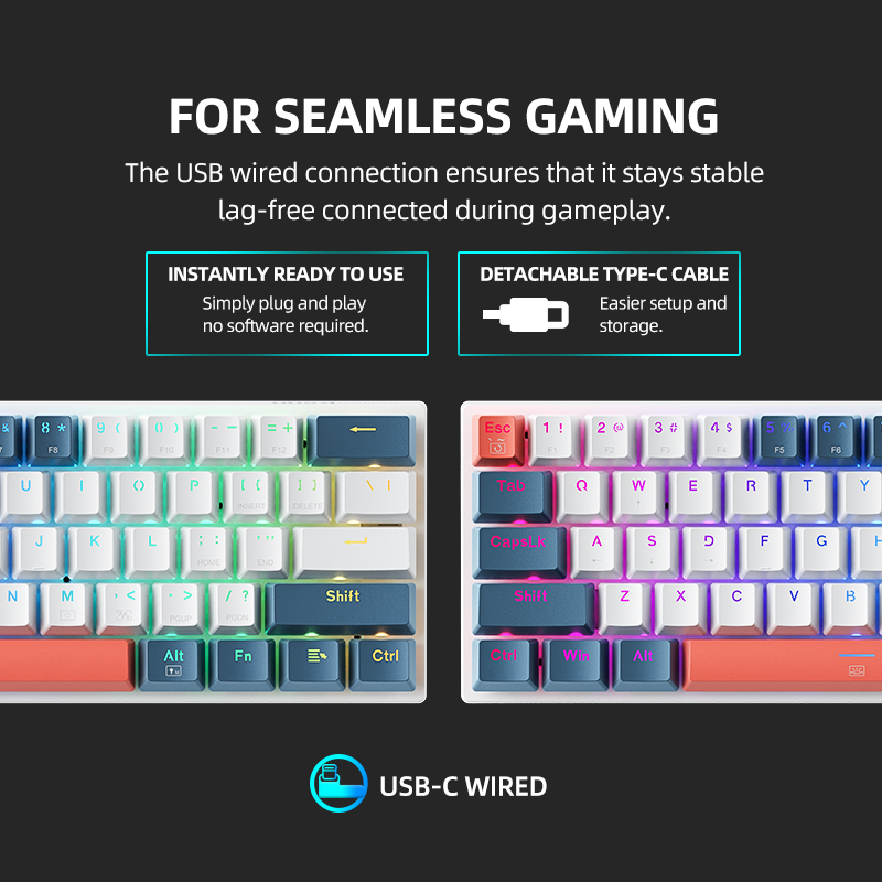 K500-B61 Machenike ミニメカニカルキーボー - Keyboard Gaming Blue Switch のレビューと価格