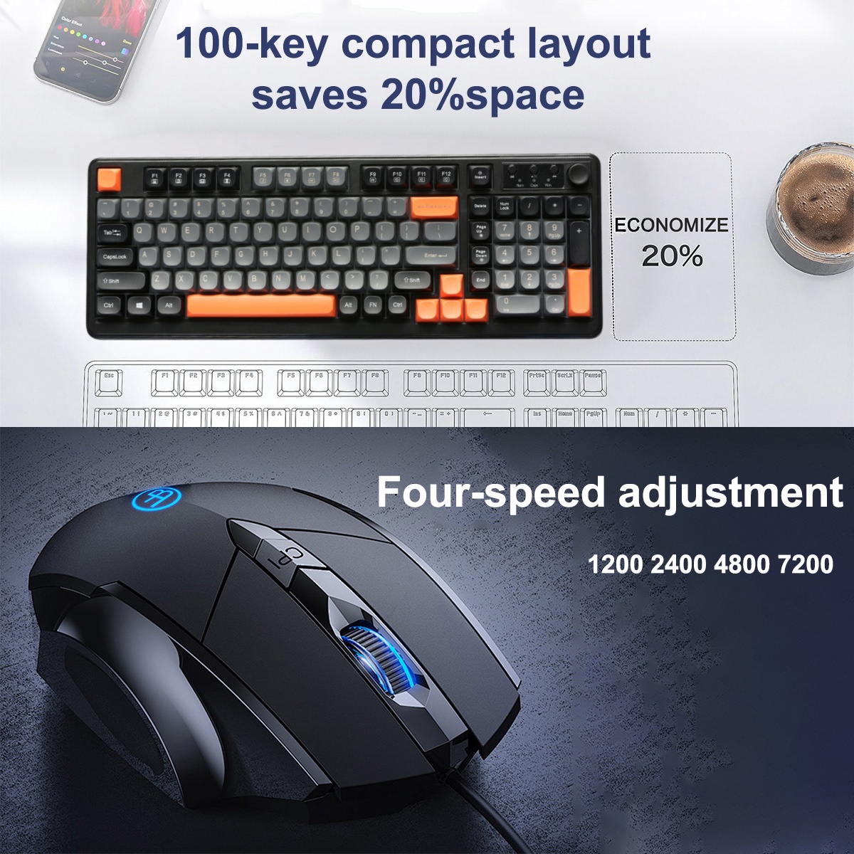 RGBキーボードとマウス、有線キーボードとマウスのコンボ、学 - Gaming Keyboard And Mouse Set のレビューと価格