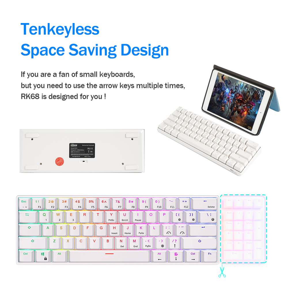 RK Royal Kludge RK61 2.4G ワイヤレ - Gaming Keyboard Thocky のレビューと価格