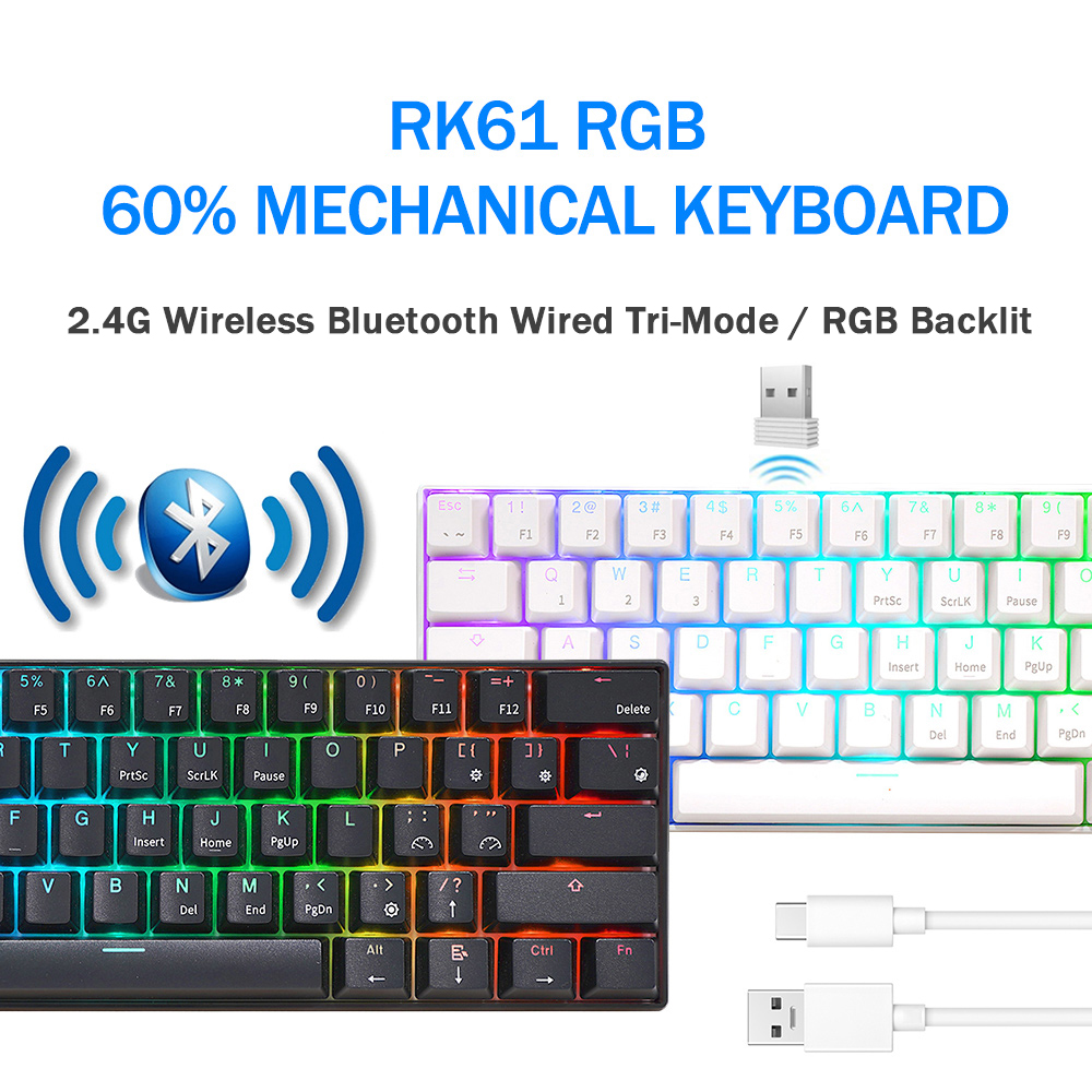 RK Royal Kludge RK61 2.4G ワイヤレ - Gaming Keyboard Thocky のレビューと価格