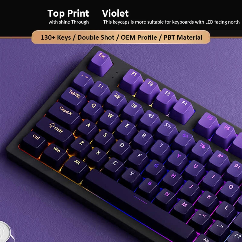カスタムグラデーションバイオレットOEMプロファイルトップラ - Gaming Keyboard Top のレビューと価格