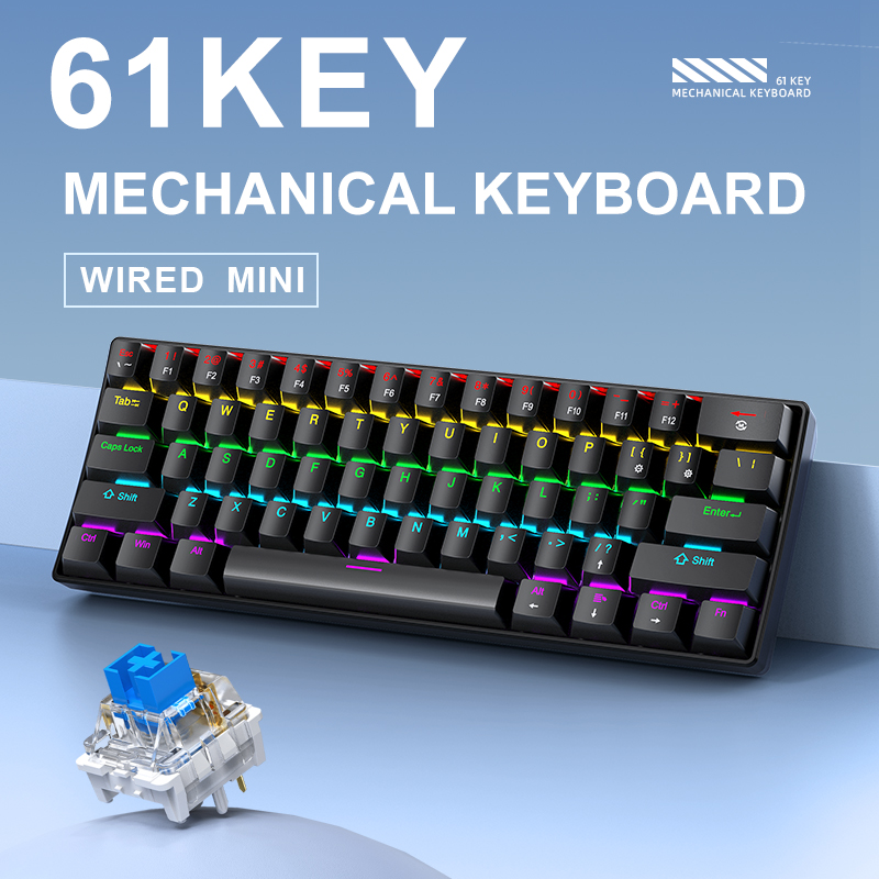 K61 有線メカニカルゲーミングキーボード、60% 61キー - Gaming Keyboard Thocky のレビューと価格