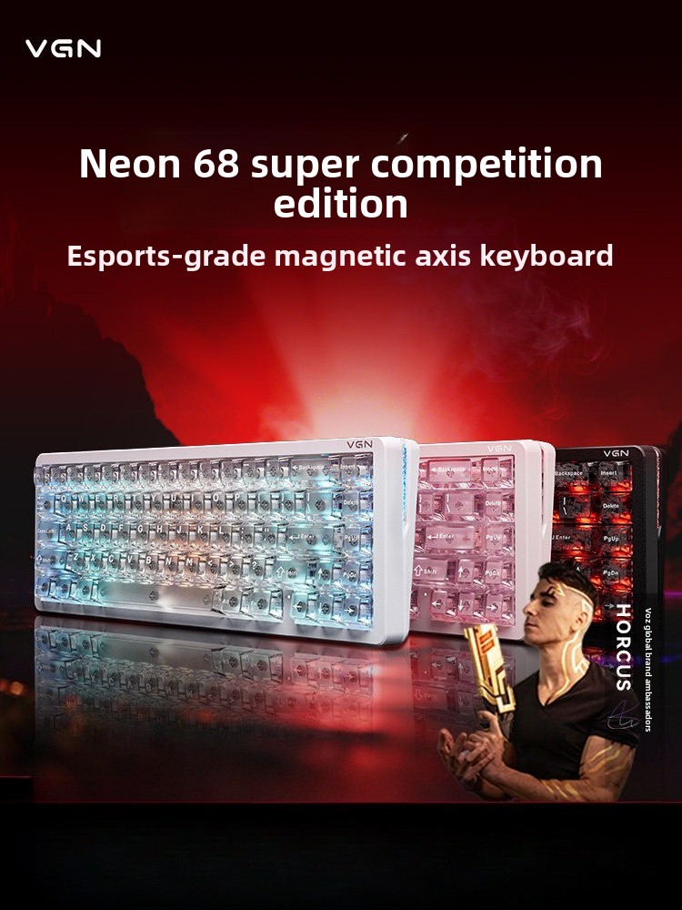 カスタムネオン美学68%レイアウト磁気軸キーボードガスケット - Gaming Keyboard Thocky のレビューと価格