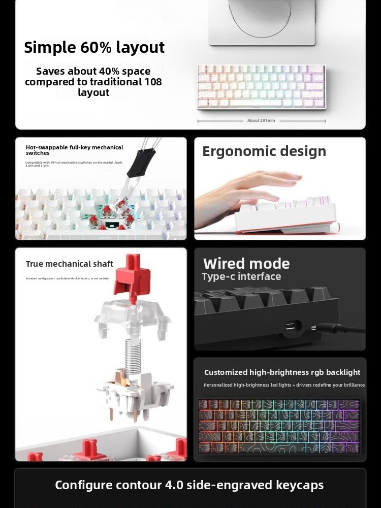 Bluetooth 2.4G ワイヤレスメカニカルキーボード - Gaming Keyboard Thocky のレビューと価格