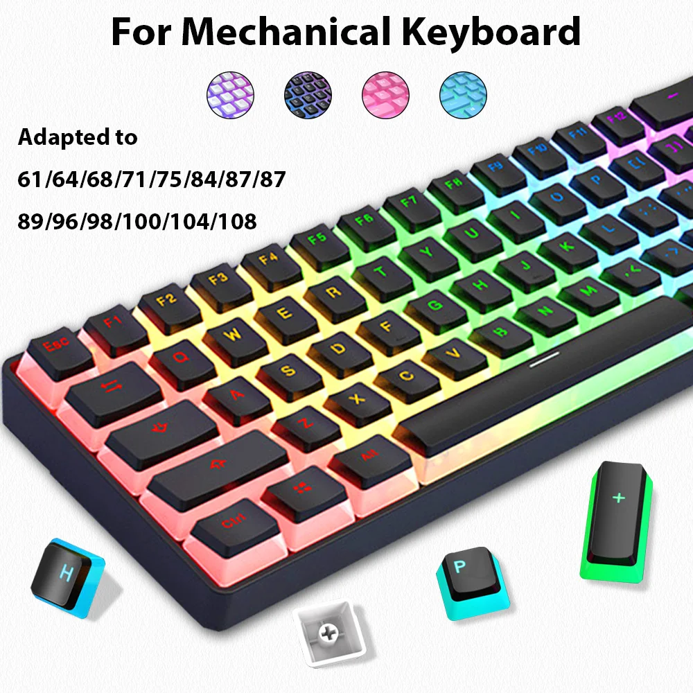 129キー プディングキーキャップ PBT ダブルショット  - Gaming Keyboard No Rgb のレビューと価格