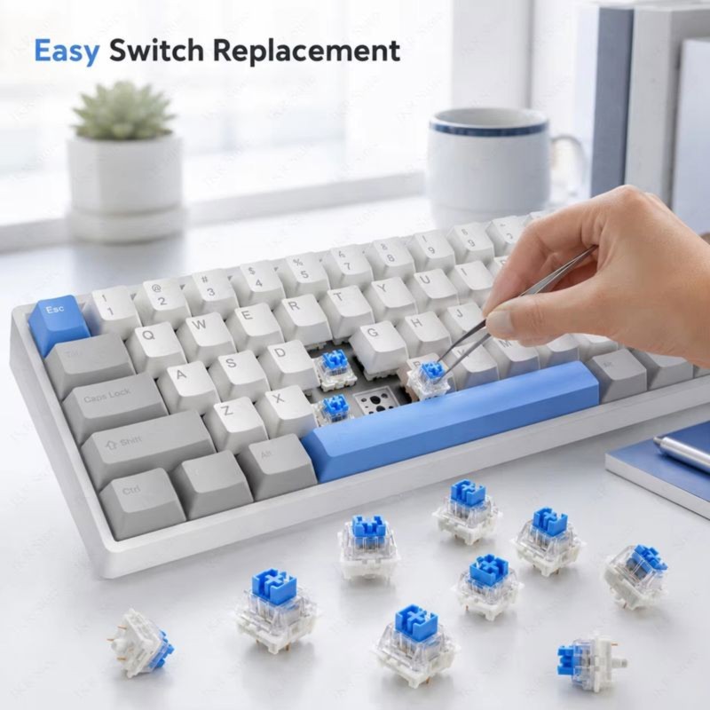 DT21 100個 DIYメカニカルキーボードスイッチ、ブル - Keyboard Gaming Blue Switch のレビューと価格